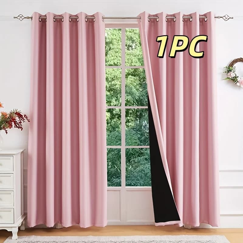 Dark Curtains 100% Simple Style, with rings, Solar Protection and Thermal Insulation, Suitable for Bedroom, Living Room, Wardrobe