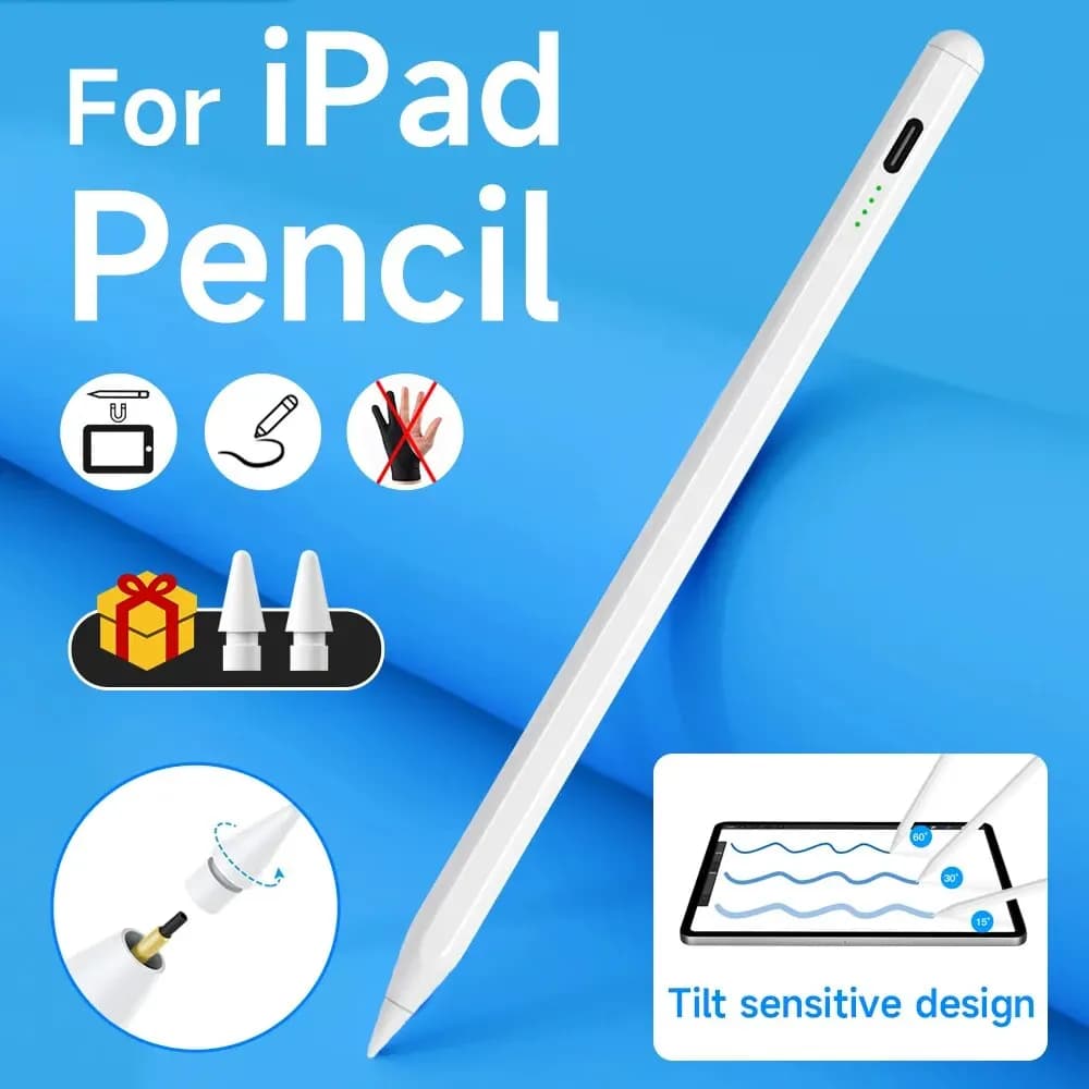 Per iPad Matita con rifiuto del palmo e induzione di inclinazione per Apple Pencil 12.9 11 Penna stilo 1st 2nd Pro 6 Air 5 Accessori per iPad