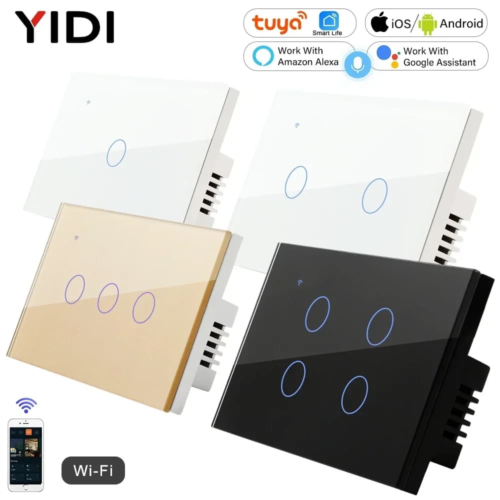 Tuya Smart Life Home Wifi Luce notturna Interruttore in vetro IR US Israele AU Standard 220V Lampada da parete touch senza Null Alexa Google Home