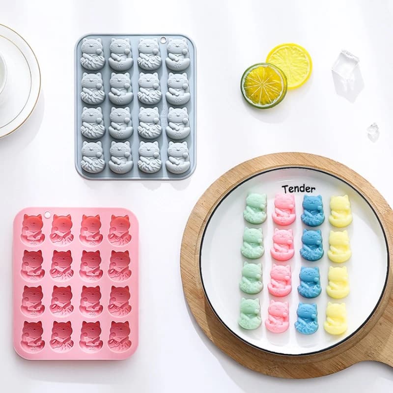 Stampo per torta in silicone per modellazione di gatti della fortuna Stampo per cottura cubetti di ghiaccio Stampo per cioccolato Strumenti per cottura Stampi in silicone
