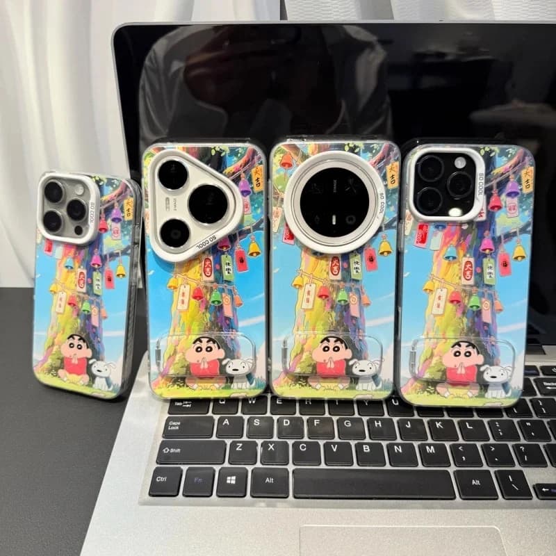 SHINCHAN Crayon Shin-chan Cassa Del Telefono per iPhone 11 12 13 14 15 16 17 Pro Max Air Plus MINI Desiderio Stand Giappone Anime Copertura
