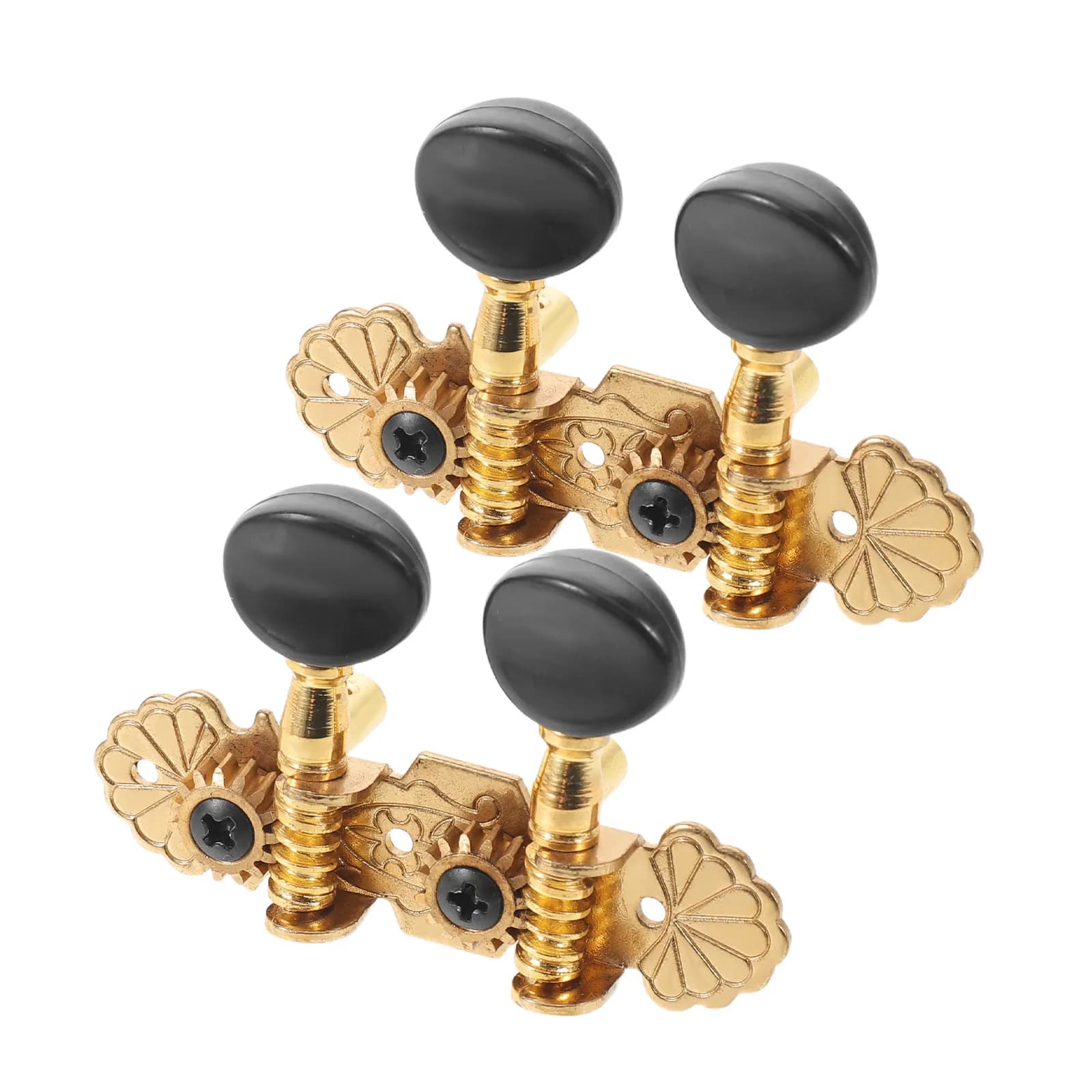 1Set Ukulele Tuner Pegs Brass Vintage Engraved Knobs Dual Hole Classical Guitar Tuners Machine Heads Acoustic Replacement