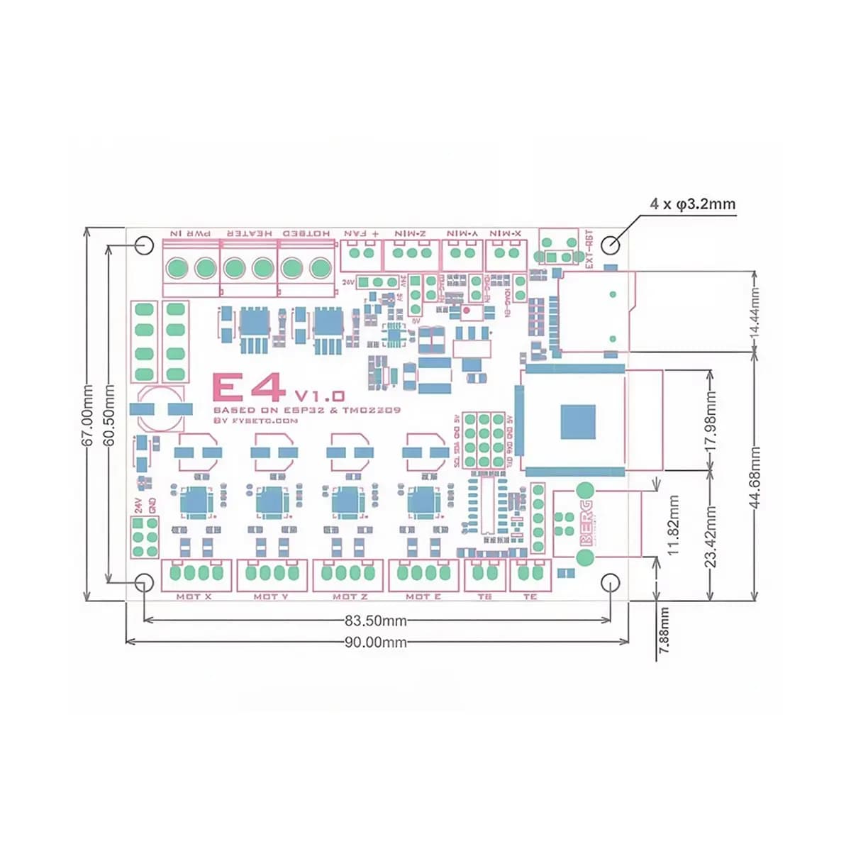 For E4 Board with Built-in Wi-Fi and Bluetooth 4 Pcs TMC2209 240MHz 16M Flash 3D Printer Control Board Based