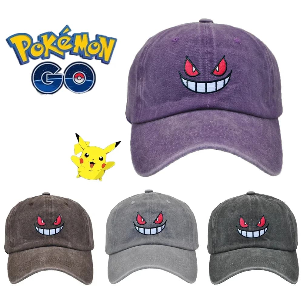 Cappelli Anime Pokemon Pocket Gengar unisex in tinta unita, protezione solare estiva, cappellini da baseball, cappello parasole regolabile, regali