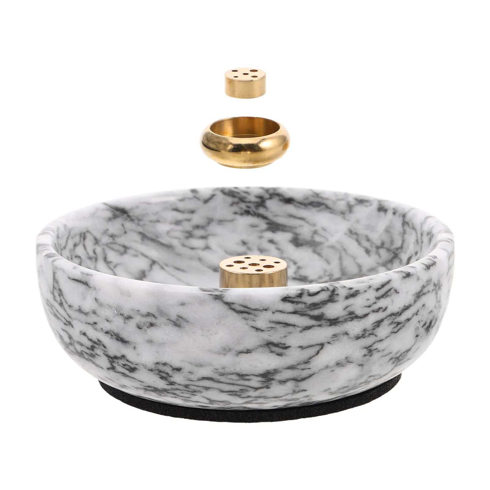 Bruciatore di incenso in marmo e ottone, porta bastoncini artistico per l'arredamento di casa, soggiorno, camera da letto, ufficio, aromaterapia, bruciatore per Palo Santo e salvia