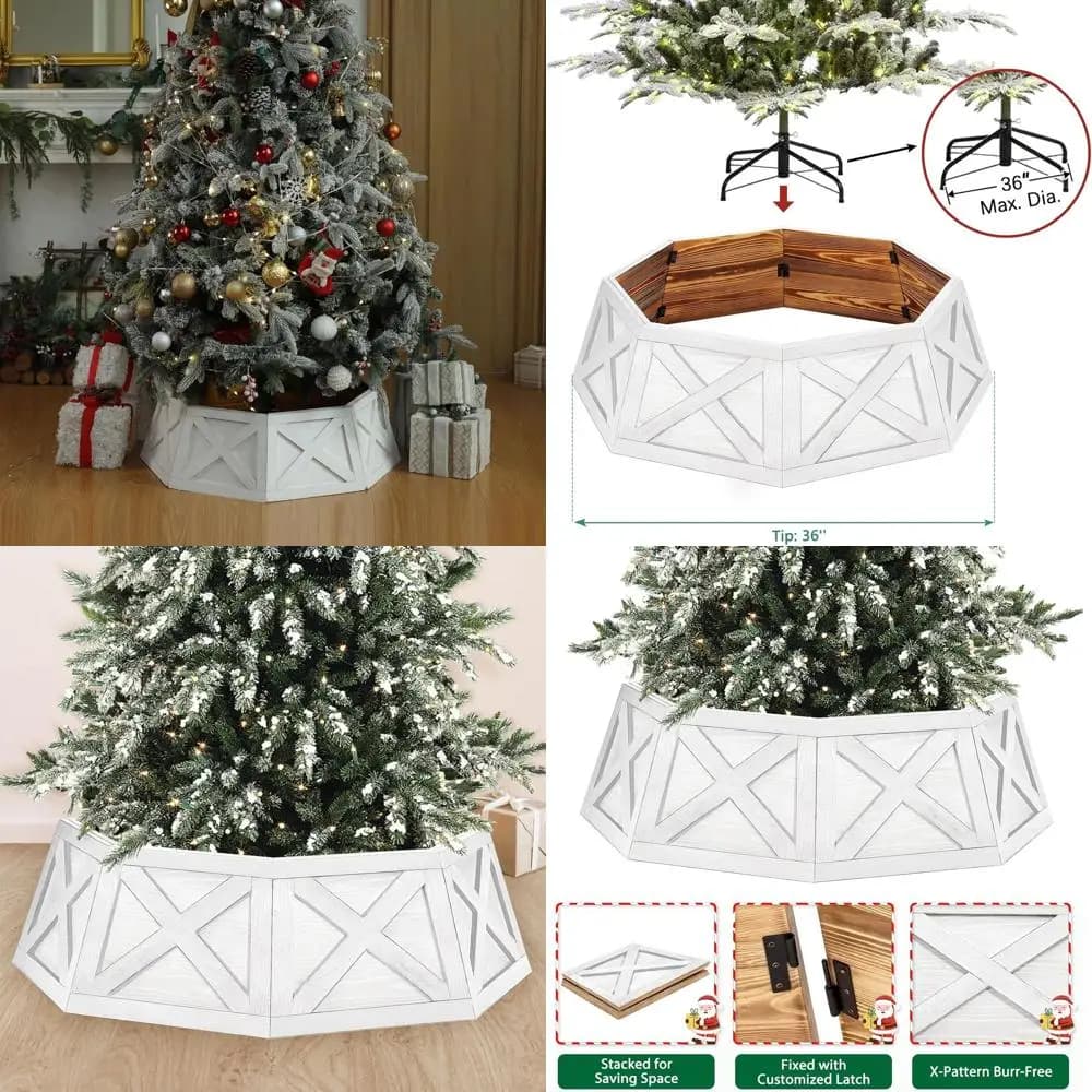 36 large octagonal skirts for white trees for artificial trees of 7.5-9 feet - rustic farm style