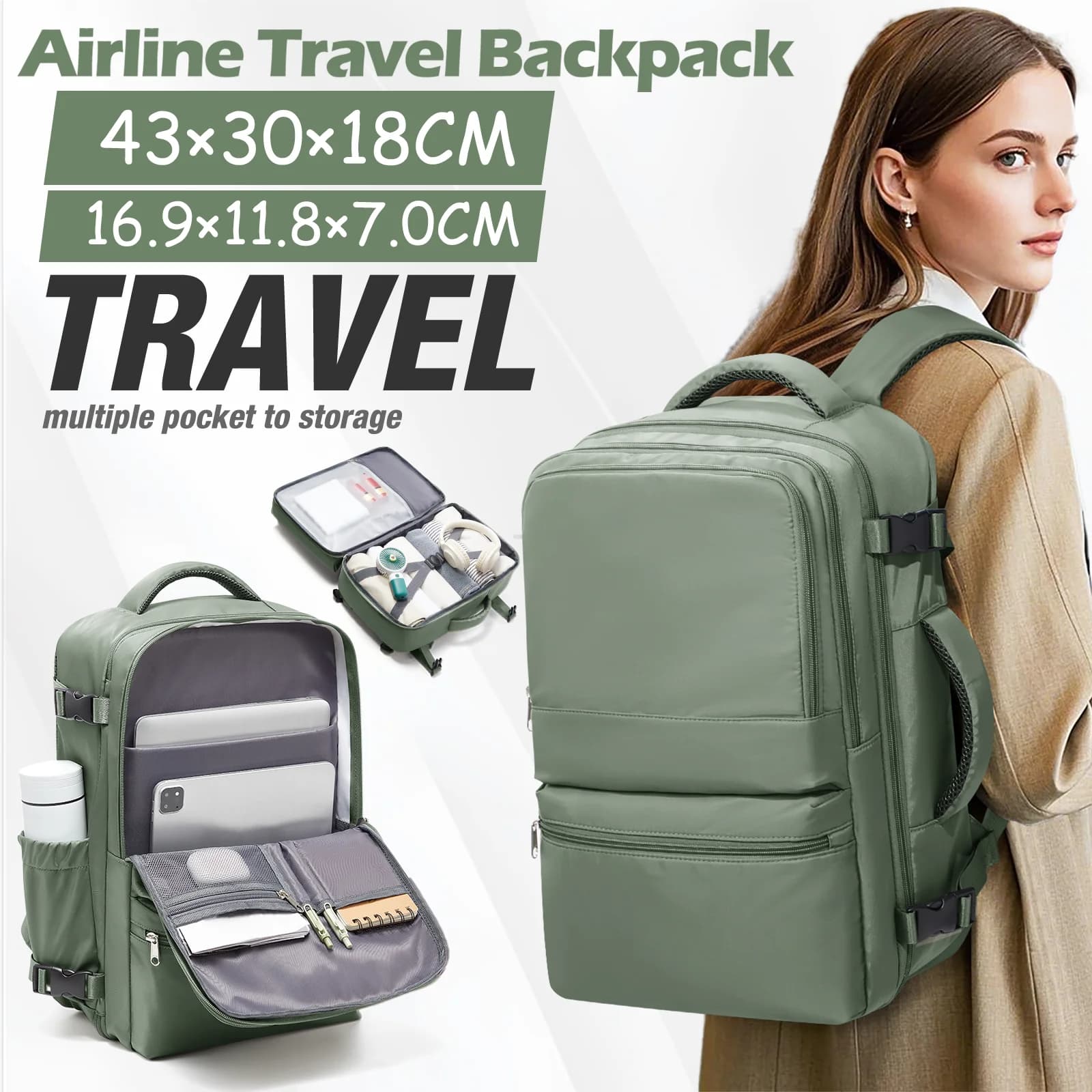 Zaino da viaggio per cabina per aereo a breve distanza 45x36x20 Zaino per bagaglio a mano Borsa da cabina per aereo, zaino universitario