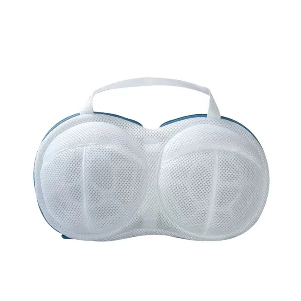 Sacchetto per bucato in rete riutilizzabile con coulisse, a fori fini, per biancheria intima, grigio/blu, sacchetto delicato per lavaggio bucato