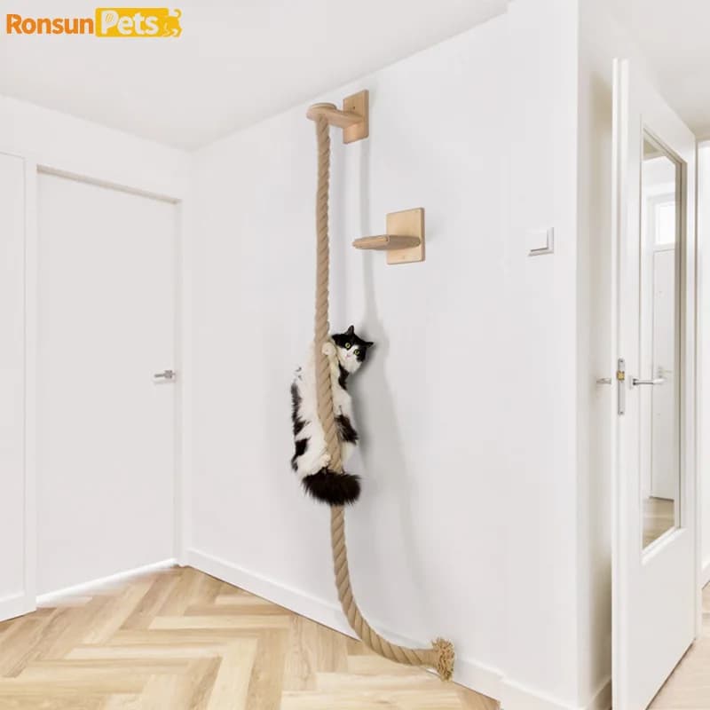 Wooden Cat Climbing Frame Four Seasons CatTree Cat Jumping Platform Grinding Claws Bold 1.3mClimbing Rope Cat Supplies Cat Toys