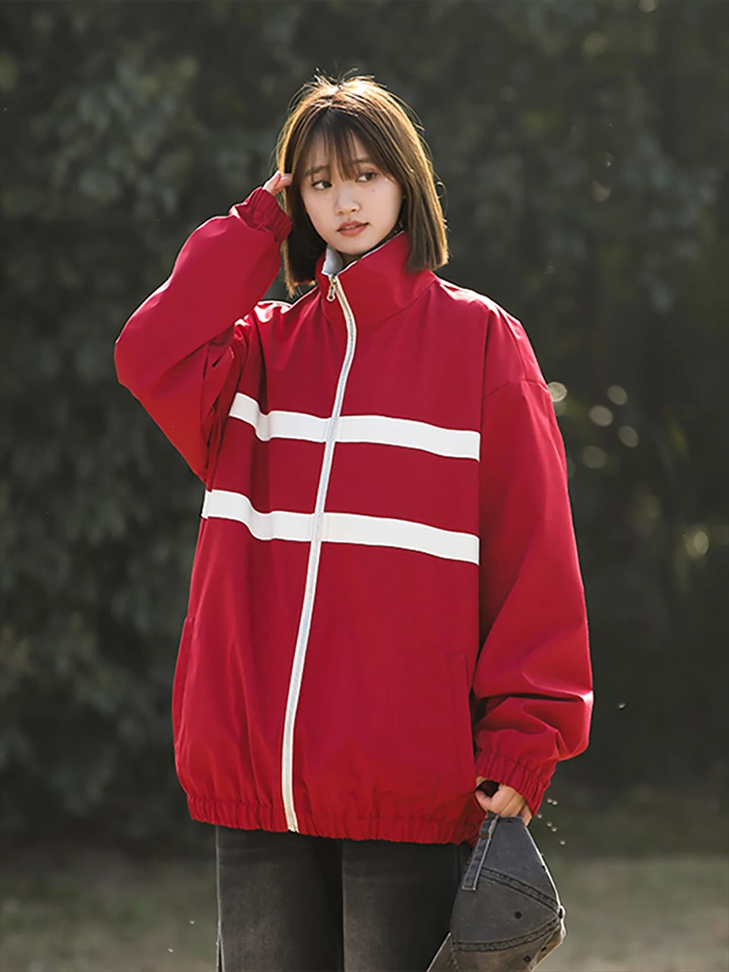 Nainilu Men's Casual Double-Sided Wearable Red Jacket Spring Autumn New Style Stand Collar Fashionable Urban Style Coat for C...