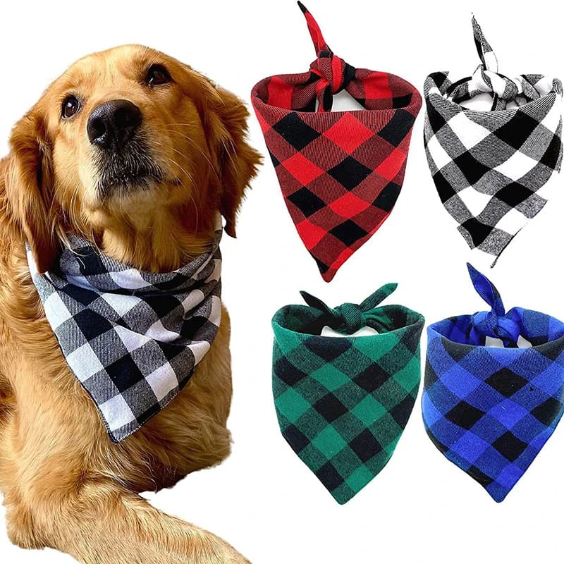 Bandane per cani Sciarpa per animali di grandi dimensioni Bandana per cani Plaid in cotone Lavabile Papillon Collare Cucciolo di gatto Sciarpa triangolare Bavaglino Accessori per cani