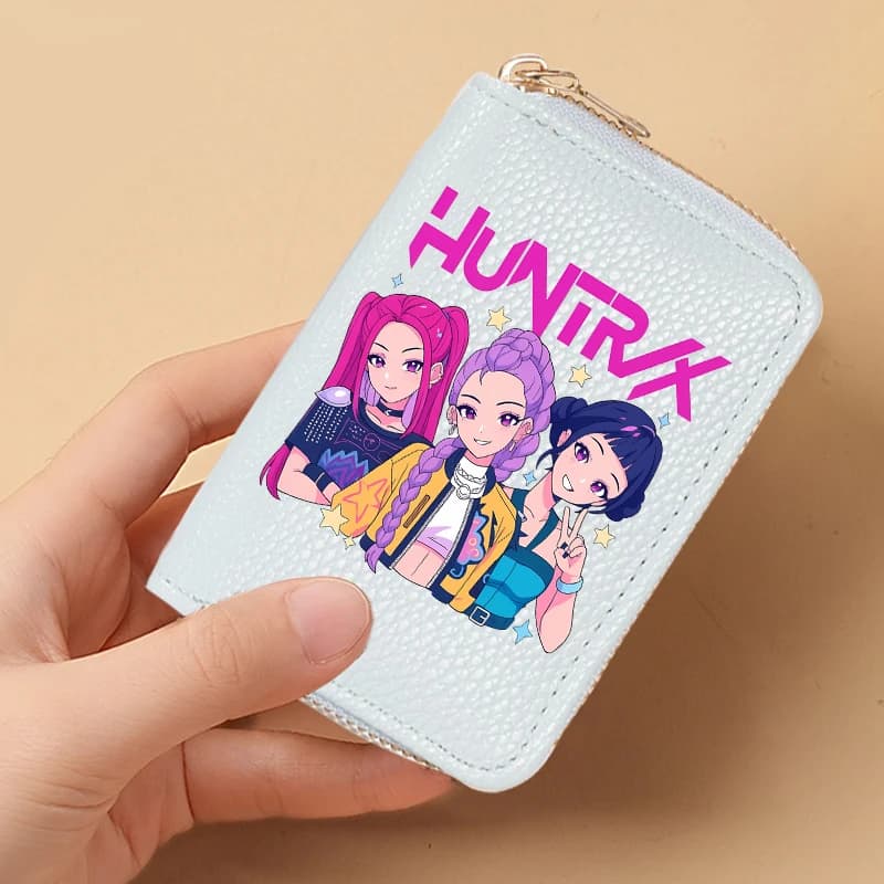 KPop Demon Hunters Portafogli corti da donna Porta carte di credito in pelle PU Portafogli piccoli con cerniera multi-slot Portamonete femminile