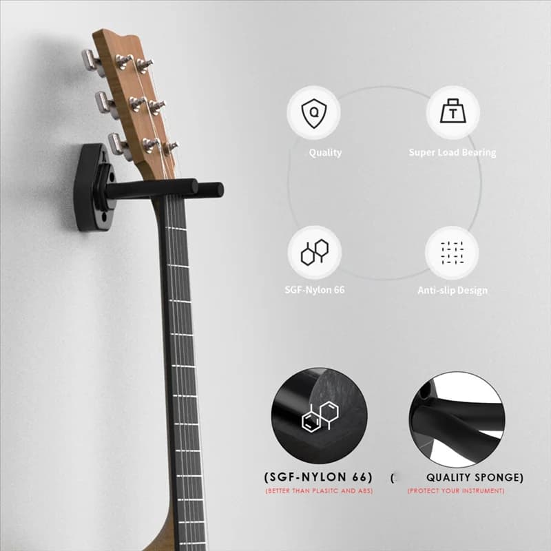 ABJM-Appendiabiti per chitarra Gancio per supporto da parete per chitarra per tutte le dimensioni Chitarre Basso Mandolino Banjo Ukulele Accessori