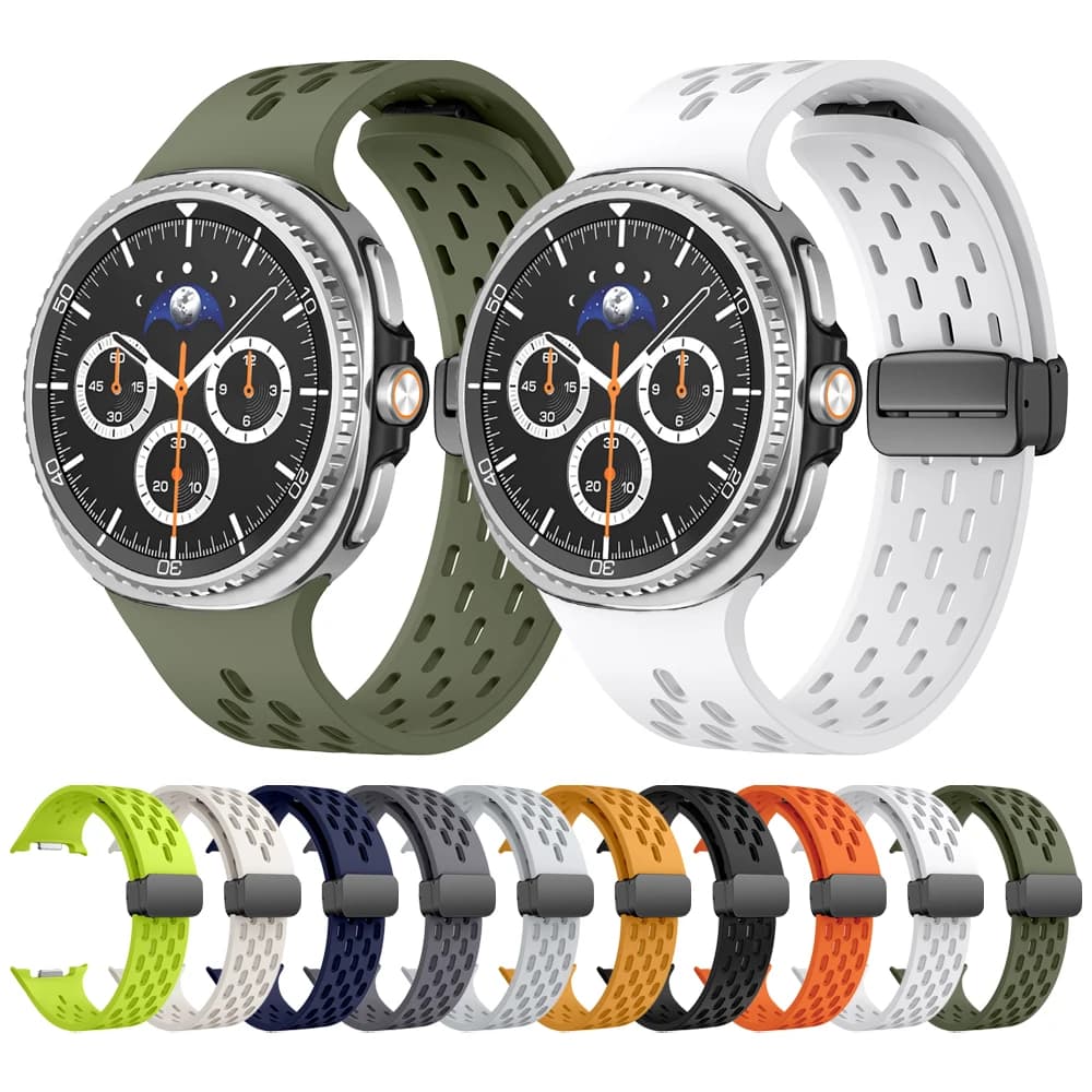 Magnetic D Buckle Breathable Silicone Strap For Samsung Galaxy Watch 8 Classic 46mm/Watch8 44mm 40mm Sports Band Bracelet