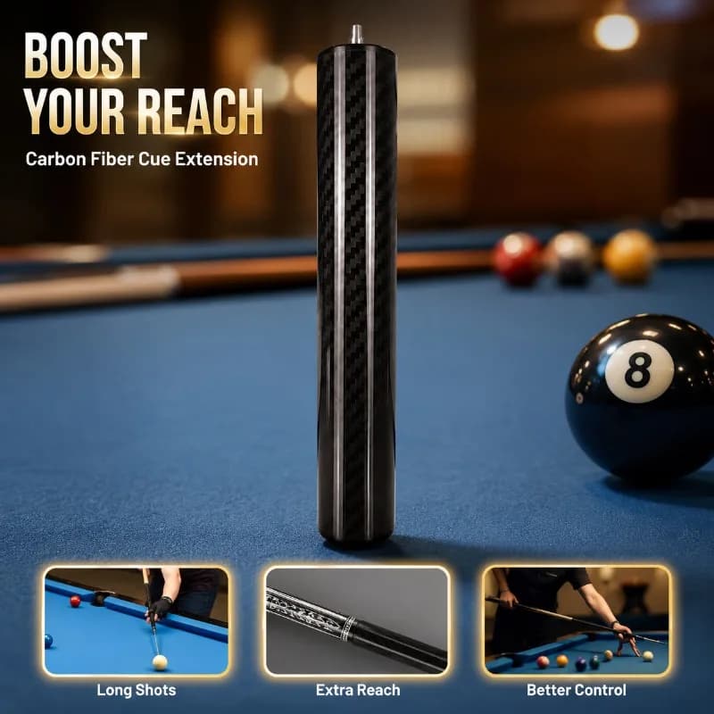 Carbon Fiber Extender Butt for Big-head Billiard Cue, Practical Lengthening Accessory Extends Pool Stick Length, Essential