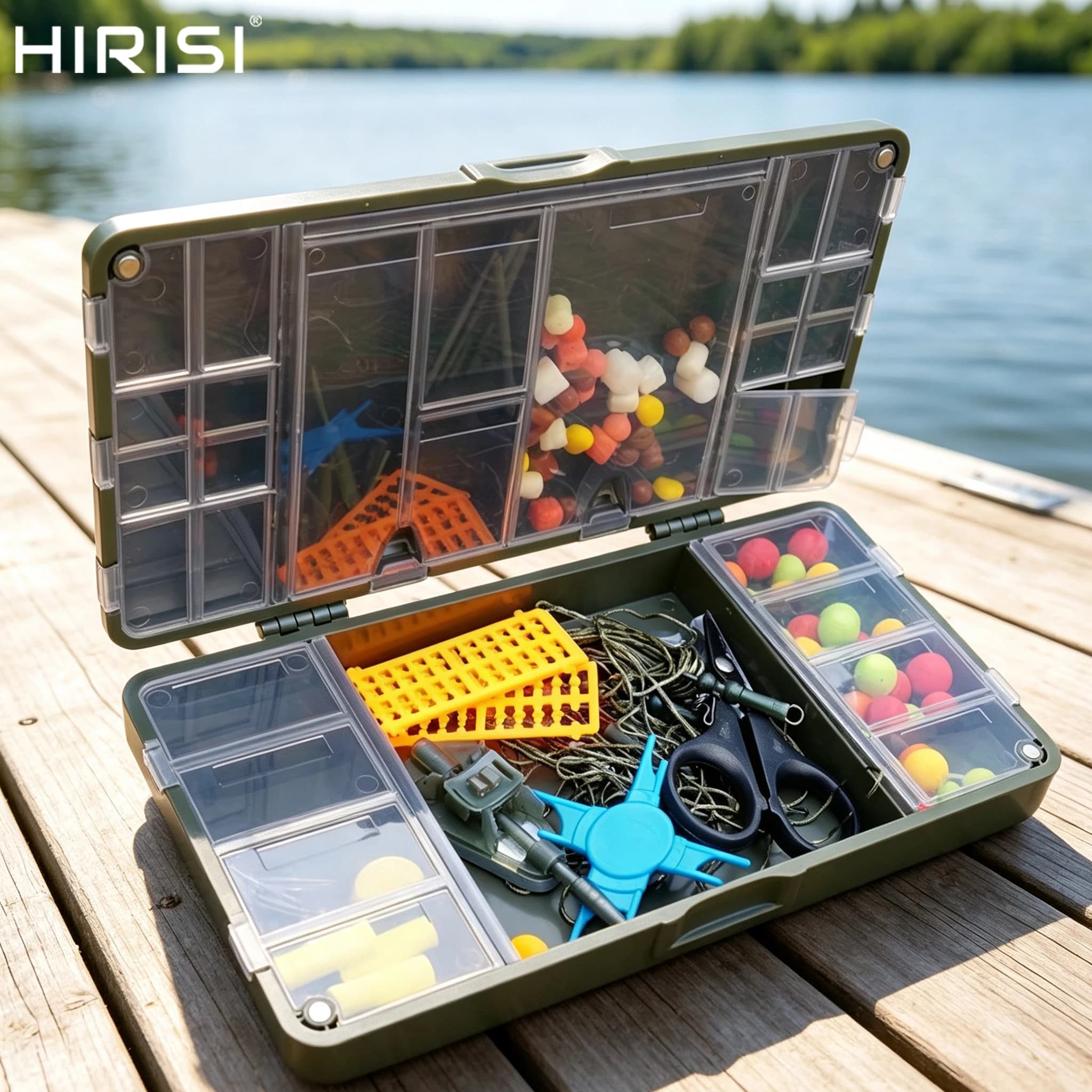 Hirisi Portable Carp Fishing Organizer Box with 27 Grid Magnetic Compartments Fishing Tackle Storage Accessory