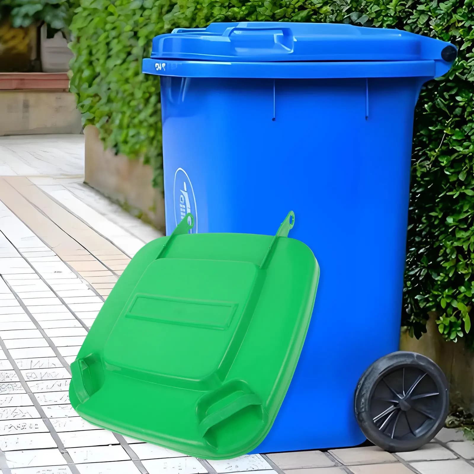 Coperchio di Ricambio per Bidone da Esterno 50L, Coperchio Ribaltabile in Plastica Resistente per Contenitore Rifiuti, Bidone da Giardino per Riciclo, Resistente ai Raggi UV