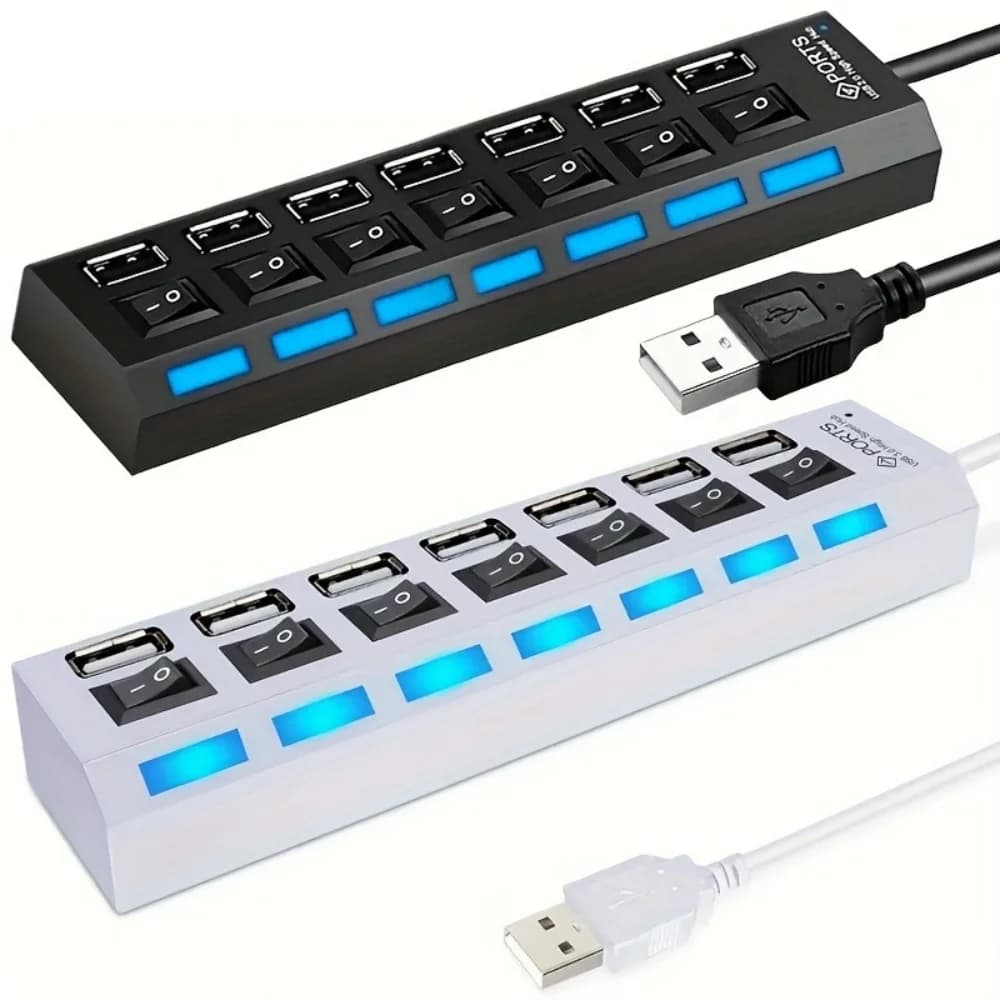4/7 Port USB 2.0 HUB High Speed Power Adapter Expander Multi Ports USB Splitter With Switch For Laptop PC Computer Accessories