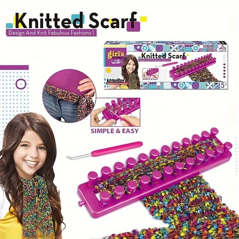 1 set of knitting machine kit, scarf and blanket hand loom, DIY process weaving kit, yarn knitting machine, frame weaving with t