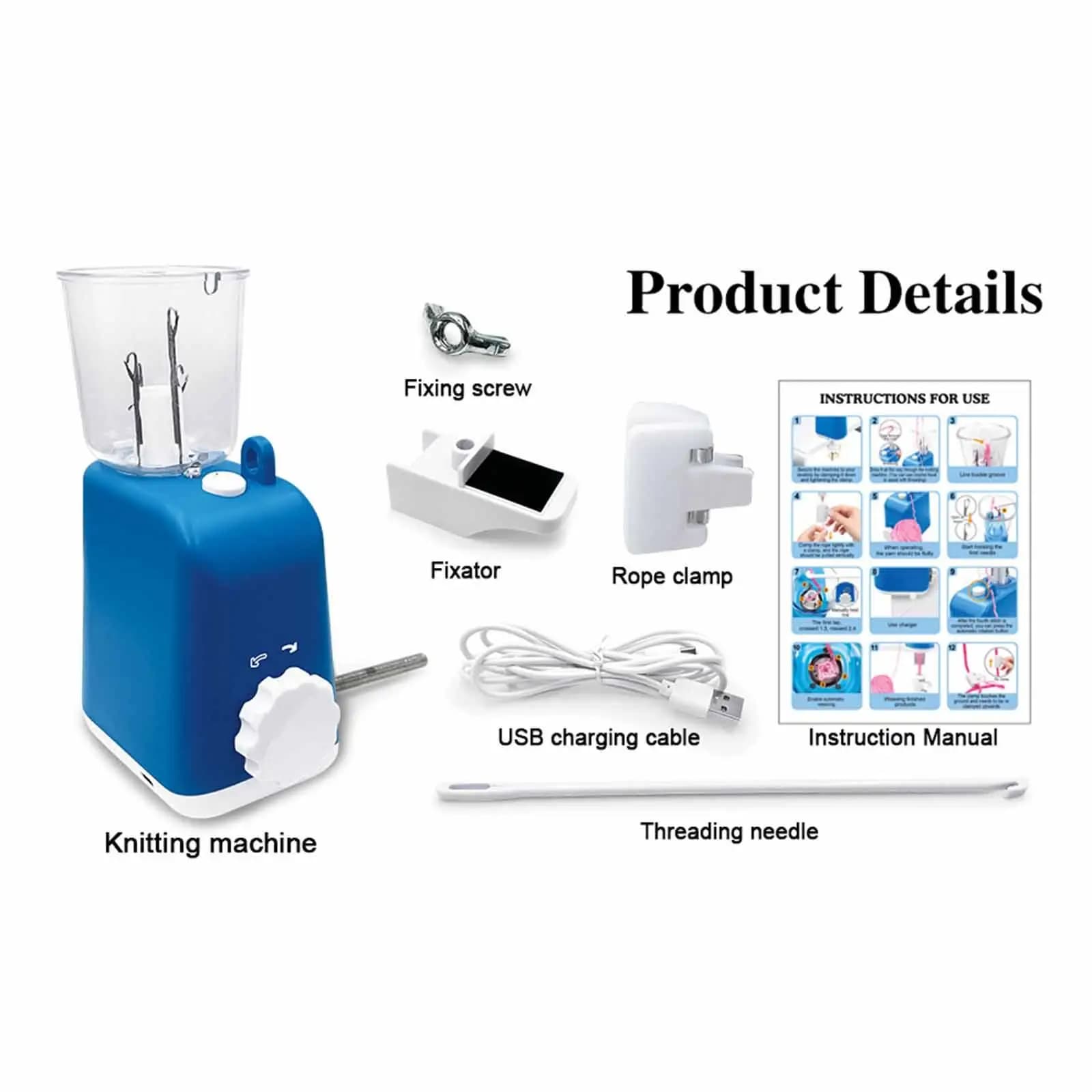 DIY Electric Weaving Machine ABS Material Yarn Knitter Portable Loom for Bracelet Necklace Crafting