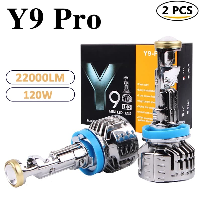 Y9 Pro Mini fari Lampadina LED Canbus Auto H7 Fendinebbia Lente del proiettore H8 H9 H11 9005 9006 Auto Hi/Lo Fascio di luce 120W 6000K