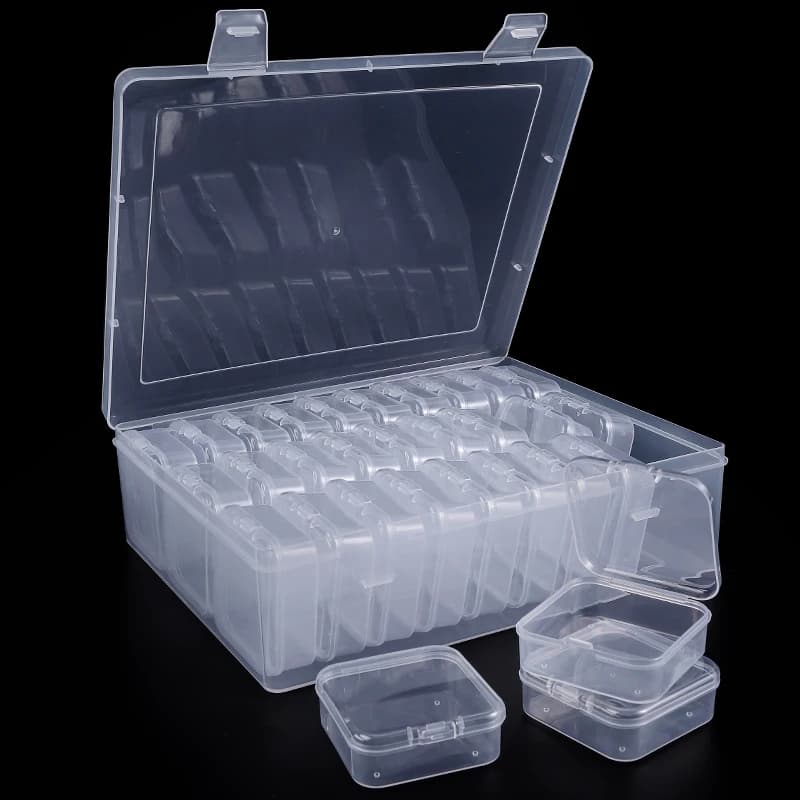 Scatola Organizzatore per Perline, 30 Contenitori Piccoli in Plastica Trasparente con Coperchio a Cerniera per Conservare Piccoli Oggetti, Artigianato e Gioielli
