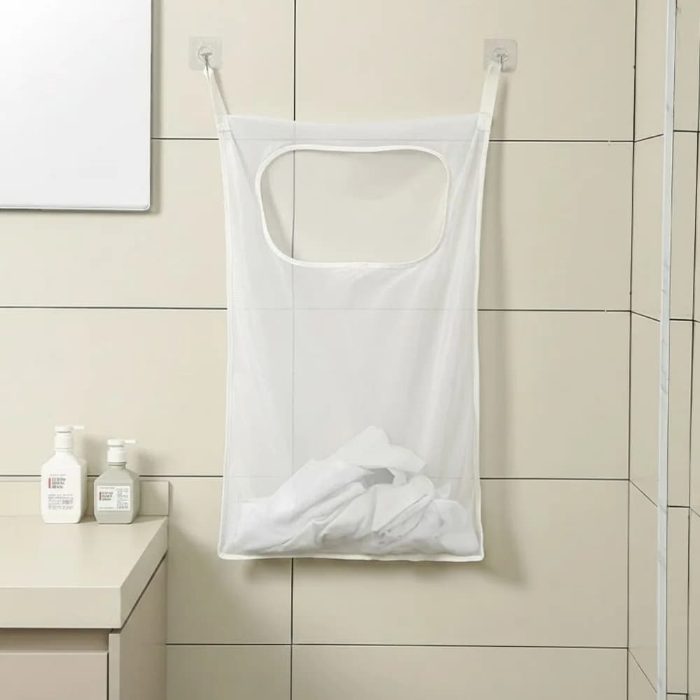 Wall Mounted Hanging Storage Bag Hanging Foldable Hanging Laundry Basket Lightweight Fabric Laundry Holder Home Organization