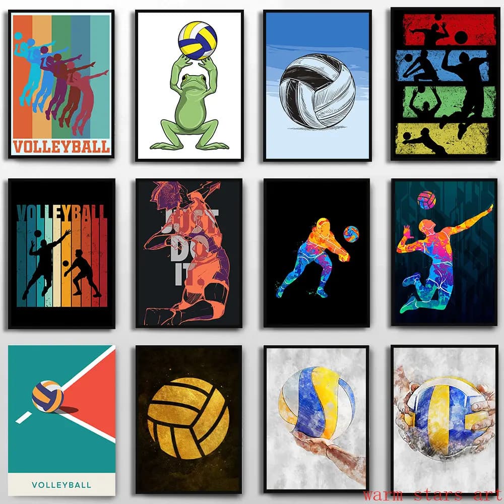 Acquerello pallavolo tela pittura palla sport pallavolo poster piatti Wall Art Picture for Living Room Decor Gift Cuadros
