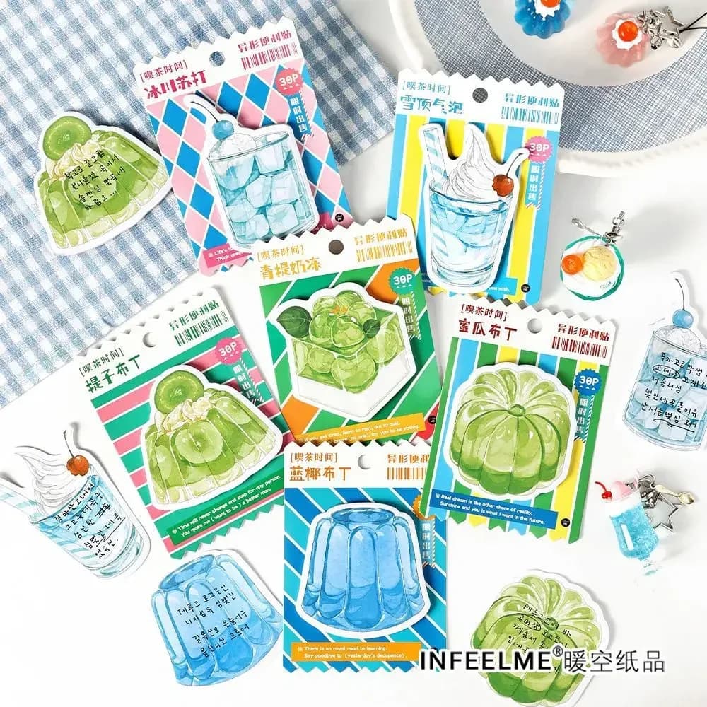 30 fogli di note adesive della serie Tea Time Note creative per studenti Memo Note Messaggio