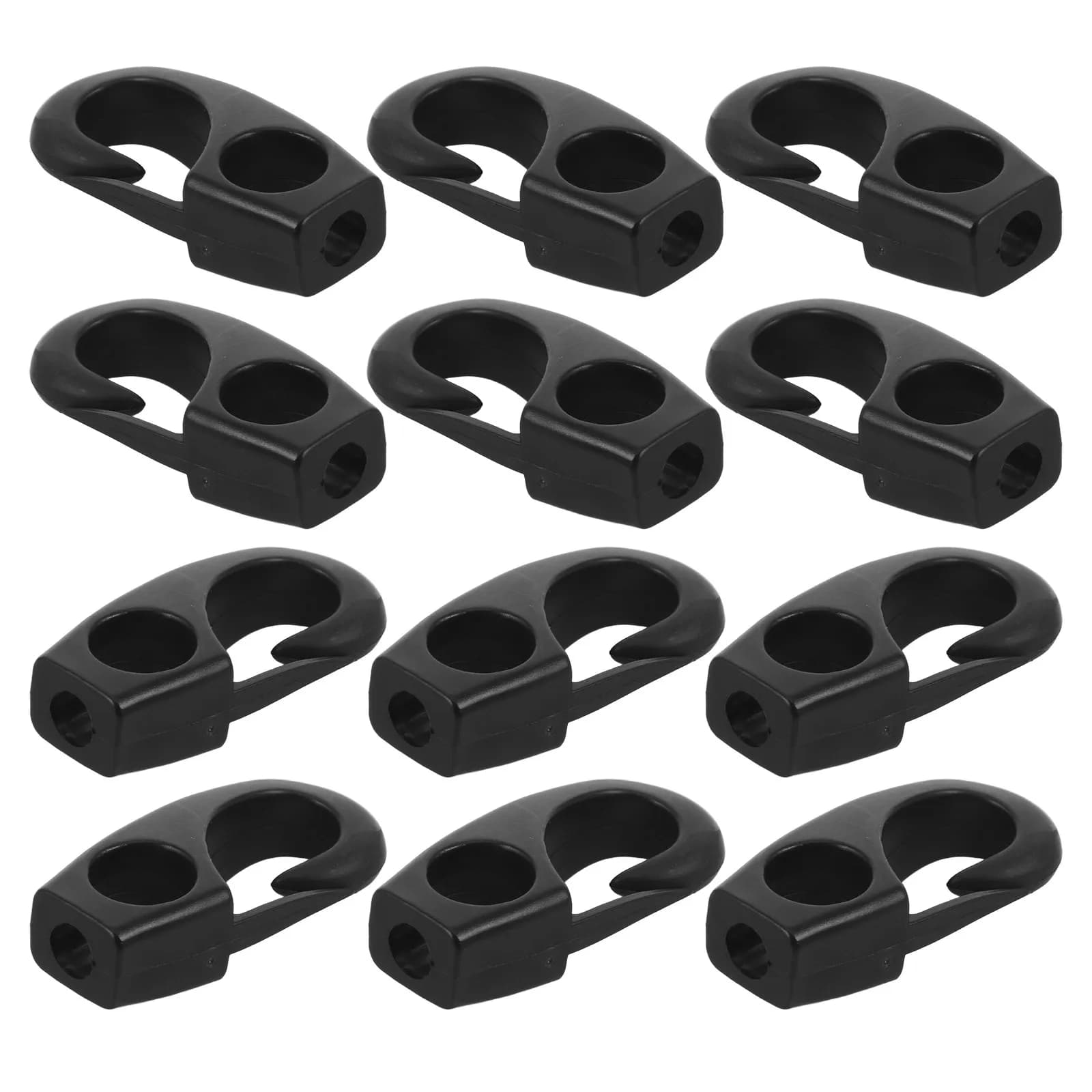 12 Pezzi Ganci in Nylon per Corda Elastica Nera, Terminali per Corde da Kayak, Canoa, Vela, Nautica, Clip per Corde Marine, Fibbia per Asta Portabandiera