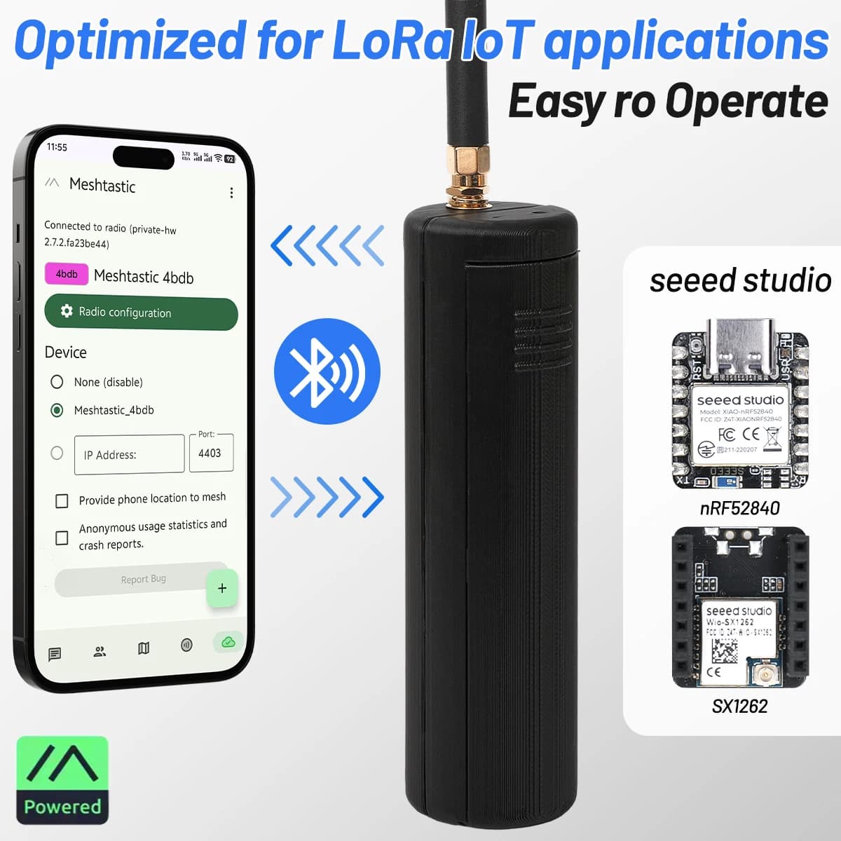 Dispositivo meshtastico SR1 Ripetitore radio Lora Node con modulo Seeed Studio Xiao SX1262 NRF52840 integrato 2600mAh
