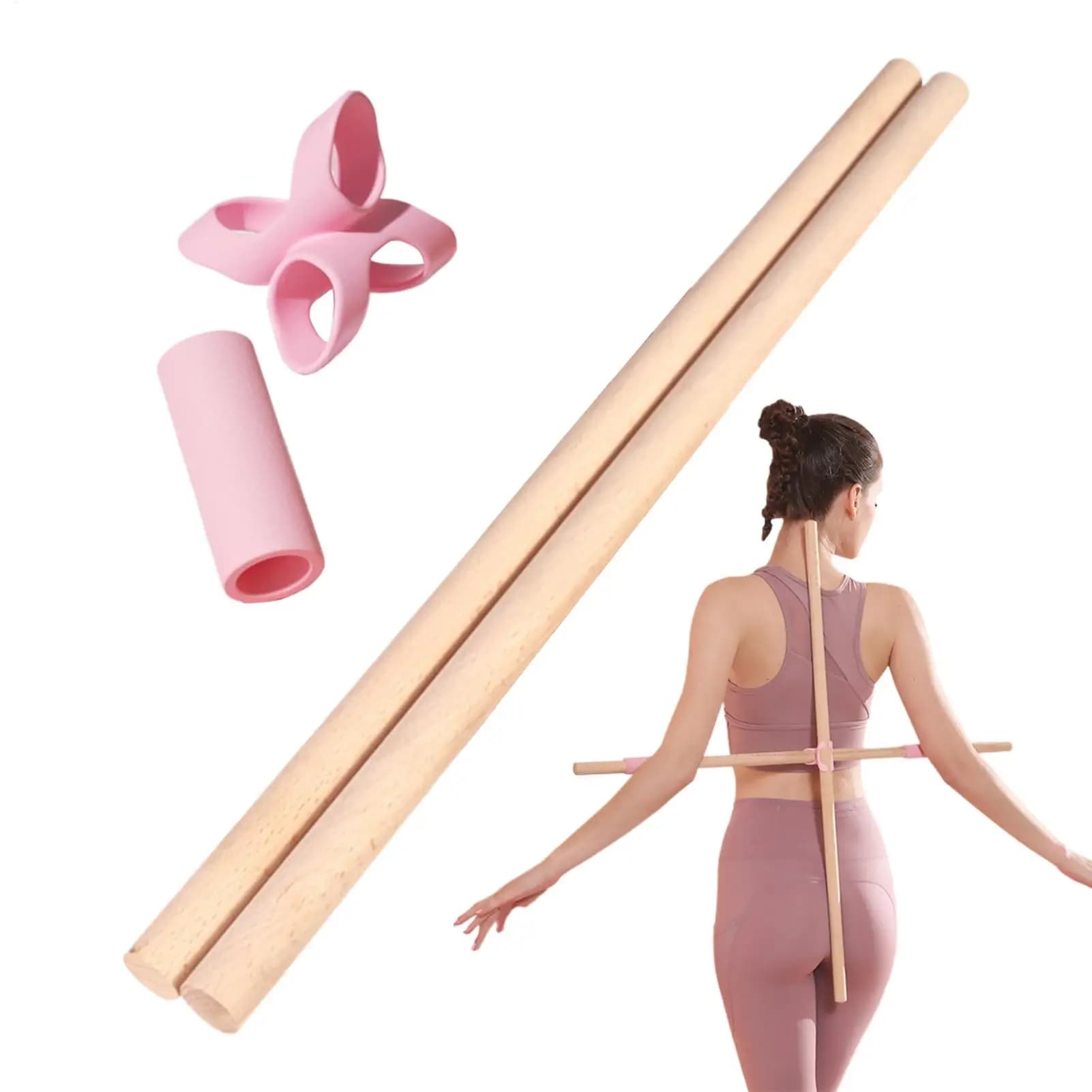 Bastone da Yoga 2 Pezzi, Asta per Stretching Pilates, Correttore Posturale per Adulti, per Corridori, Principianti, Professionisti, Casa, Ufficio, Palestra, Studio
