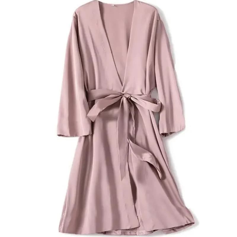 Abito da sposa in raso femminile Abito da sposa rosa Vestaglia da sposa allentata casual Kimono Accappatoio Camicia da notte estiva Indumenti da notte sexy Pigiama