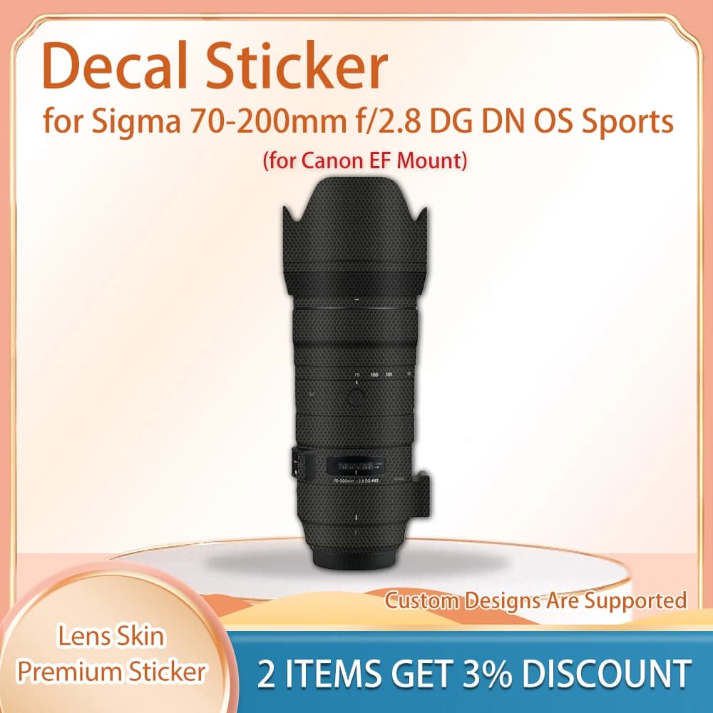 Skin Wrap Covered 70200 Decal Skin for Canon EF Mount Protective Film Cover Film for Sigma 70-200mm f/2.8 Sports Lens Skin Decal