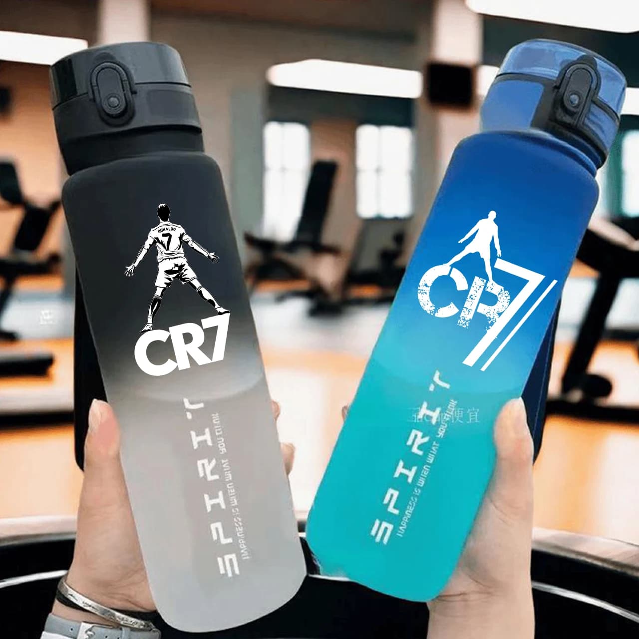 Radiant sports bottle Ronaldo 800ml, Portatile bottle for Gym and Travel, Antigoccia, Bottle Satinata