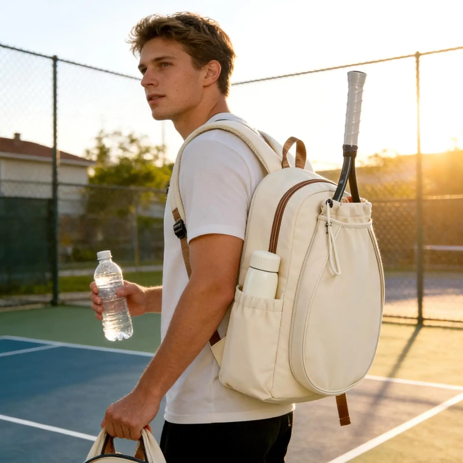 Zaino da pickleball per donna, contiene 2 racchette, borsa da allenamento con scomparto per scarpe e tasca impermeabile, zaino per racchette da tennis
