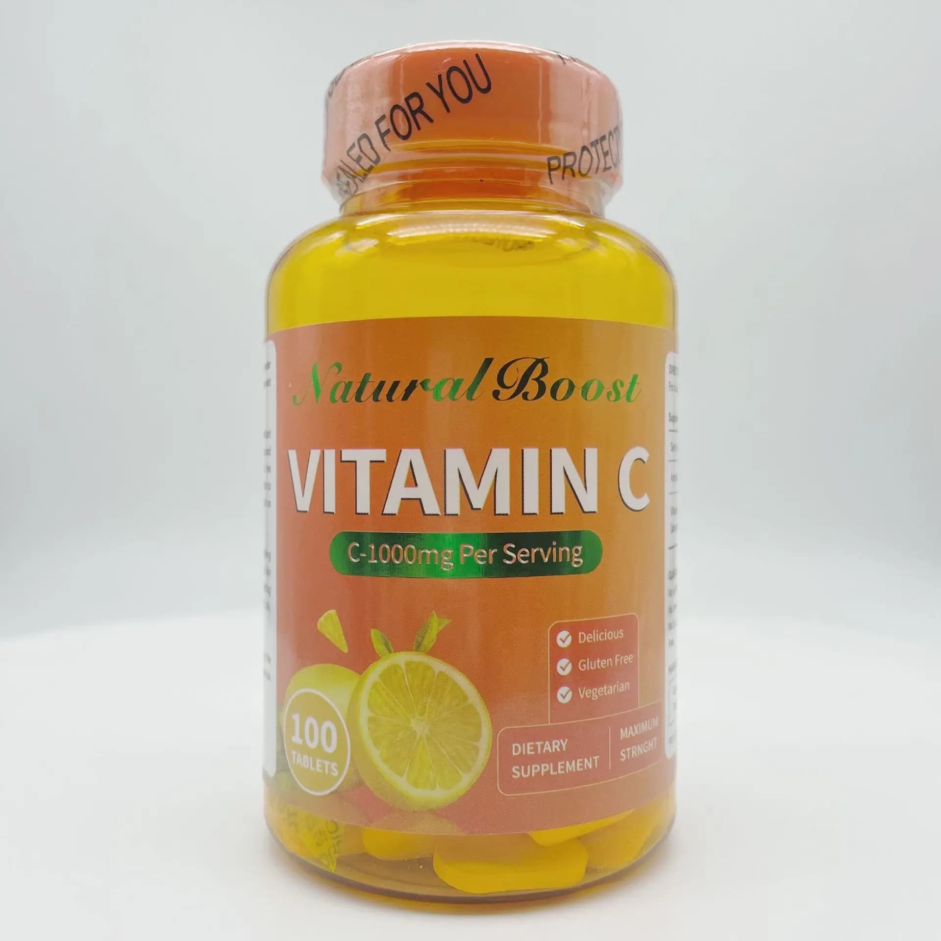 Vitamin C tablets 1000mg, 100 capsules, VC dietary supplement, high content chewable tablets