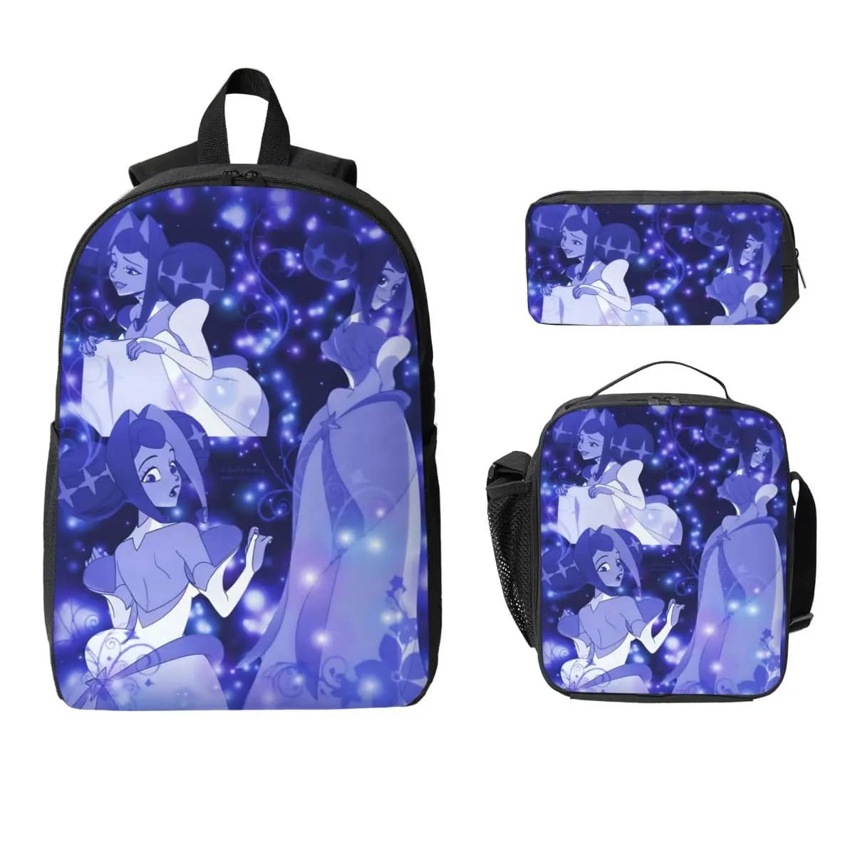 3Pcs K-Knights Of Guinevere Backpack Set Pencil Boxes Bookbag Sets with Lunch Box For School Students Knapsack