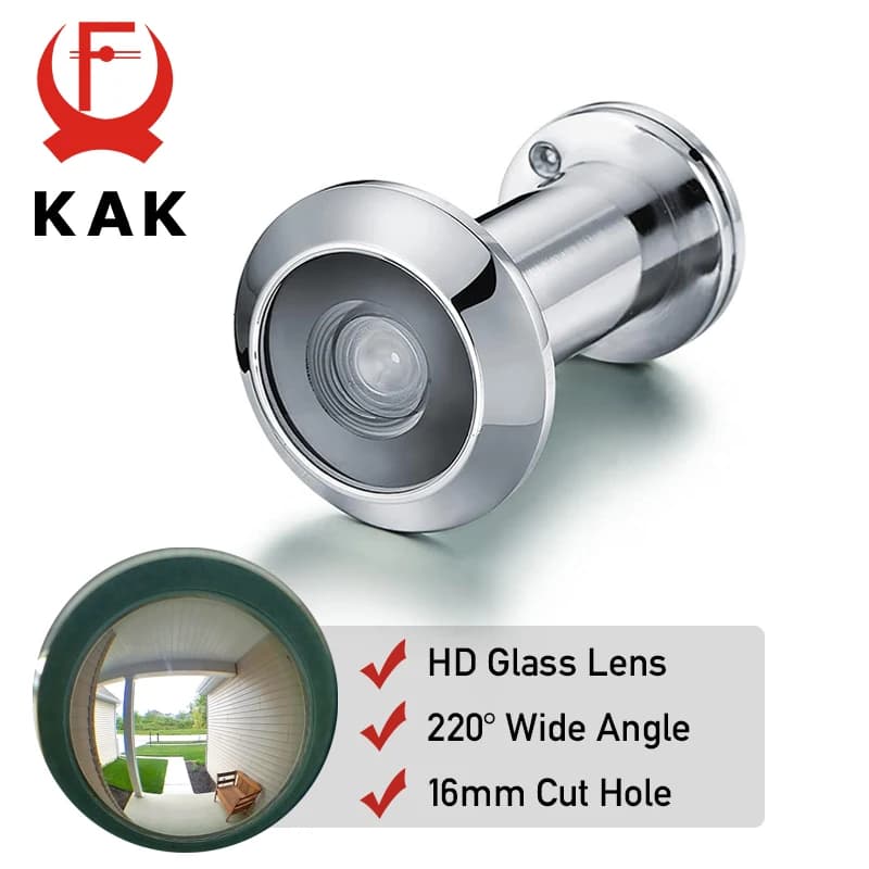 KAK HD Lente in vetro Spioncino per porta da 220 gradi con copertura privacy resistente per porta d'ingresso Occhio per porta da 40-75 mm per camera d'albergo