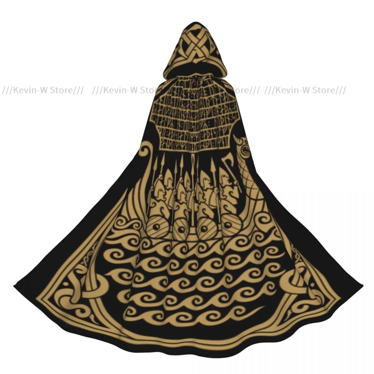 Long Cape Cloak Scandinavian Warship Drakkar With Berserk Warriors Hooded Cloak Coat Autumn Hoodies
