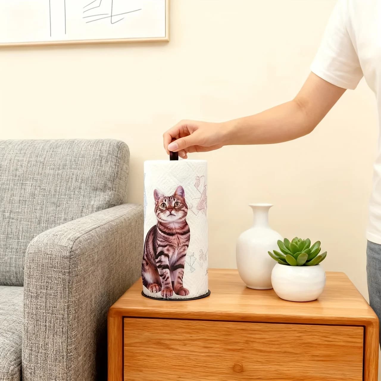 3D Cute Cat Toilet Paper Holder, Household Desktop Cartoon Roll Paper Storage Rack, High-Looking and Practical Kitchen Storage Item