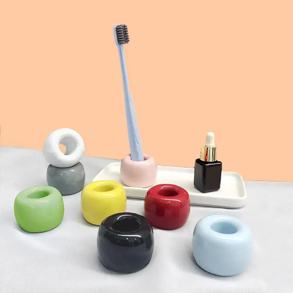 Porta spazzolino da denti 3 * 4 cm Mini portaspazzolino in ceramica Portapenne dal design cavo Portaoggetti per doccia Mensola da bagno Accessori per il bagno di casa