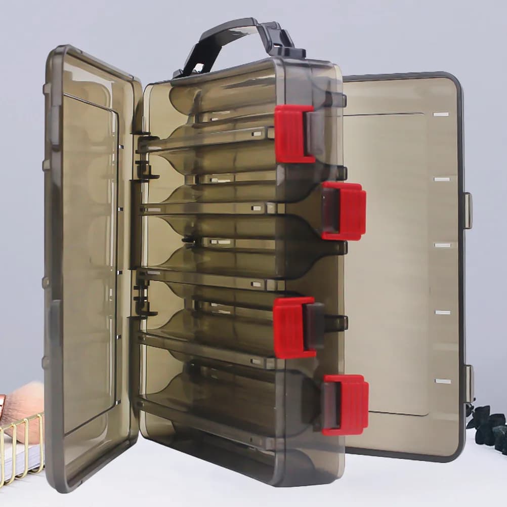 1Pcs Fishing Bait Storage Box Thickened 10 Grid Large Capacity Double Layer Waterproof Fishing Tackle Box Silicone Fish Lure