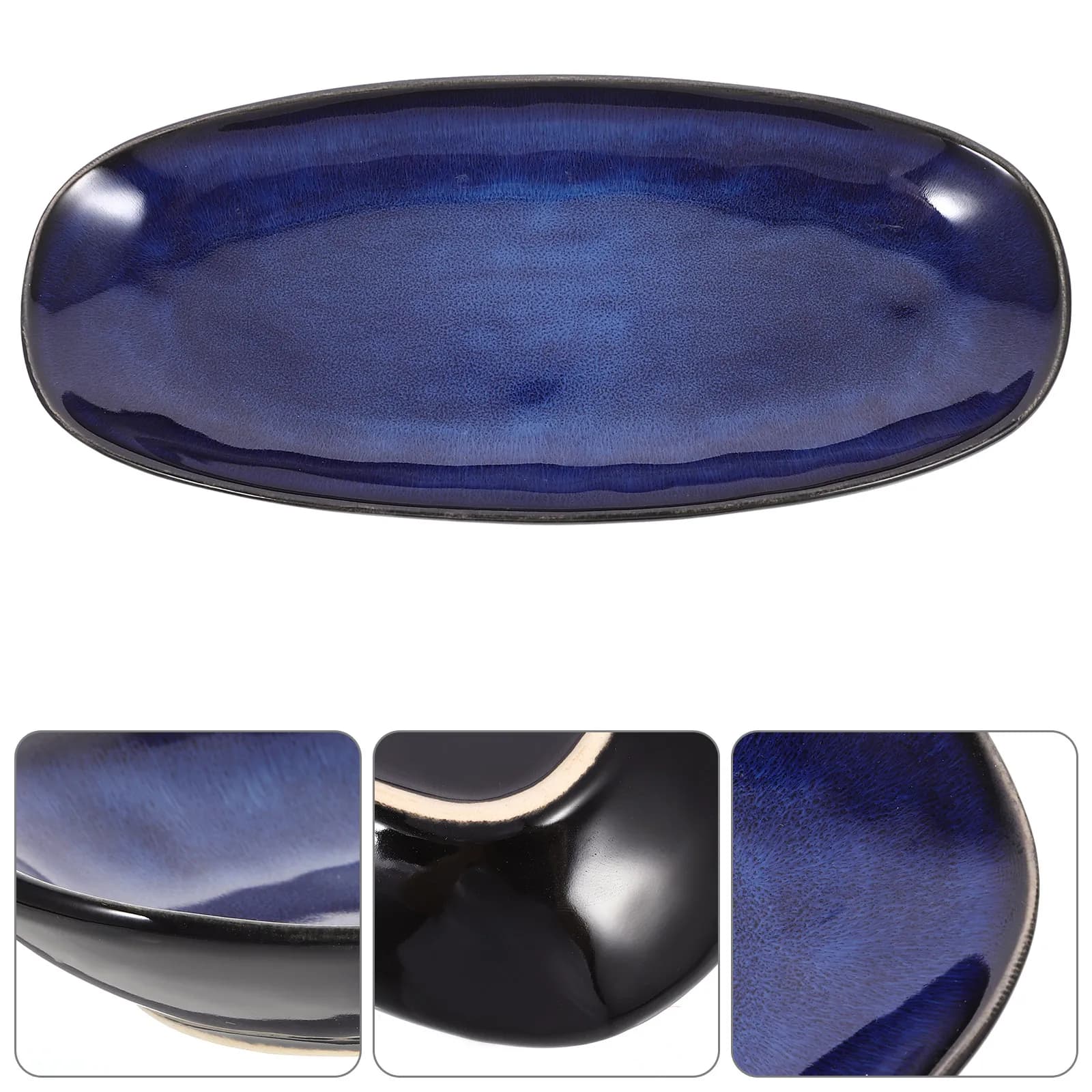 Ceramic Sushi Plate Blue Small Sizes Elegant Dish for Snacks Nuts Dried Fruits Appetizers Parties Weddings Sushi Plate