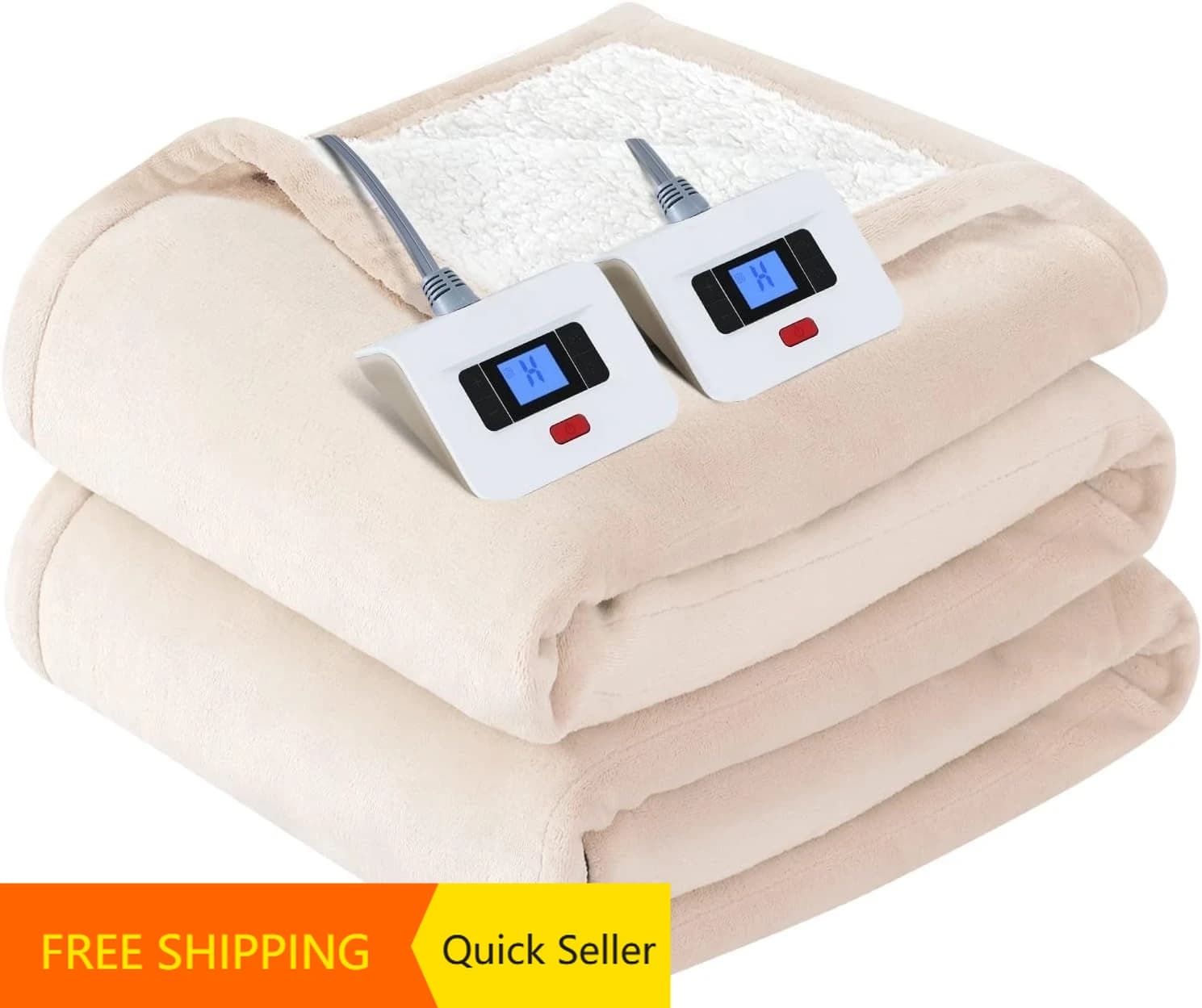 Coperta Elettrica King Size, Coperta Riscaldata in Flanella e Sherpa con 10 Livelli di Riscaldamento e Spegnimento Automatico da 1 a 12 Ore