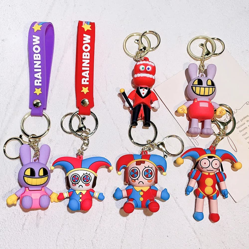 Cartoon The Amazing Digital Circus Figure Keychain 3d Pvc Digital Circus Pomni Jax Silicone Keychain For Boy Girls Birthday Gift