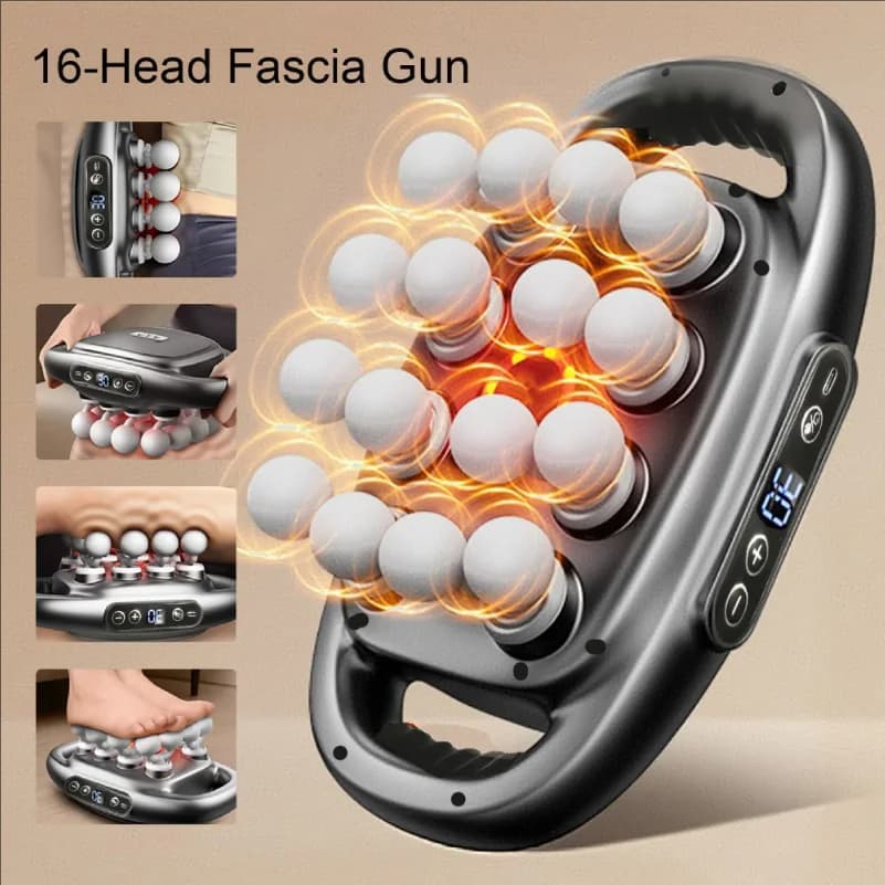Set Pistola Massage for Weaving Backgrounds, Electric Massage for Fitness and Muscle Relaxation of Back, Spalles, Legs and Feet with 16 Heads