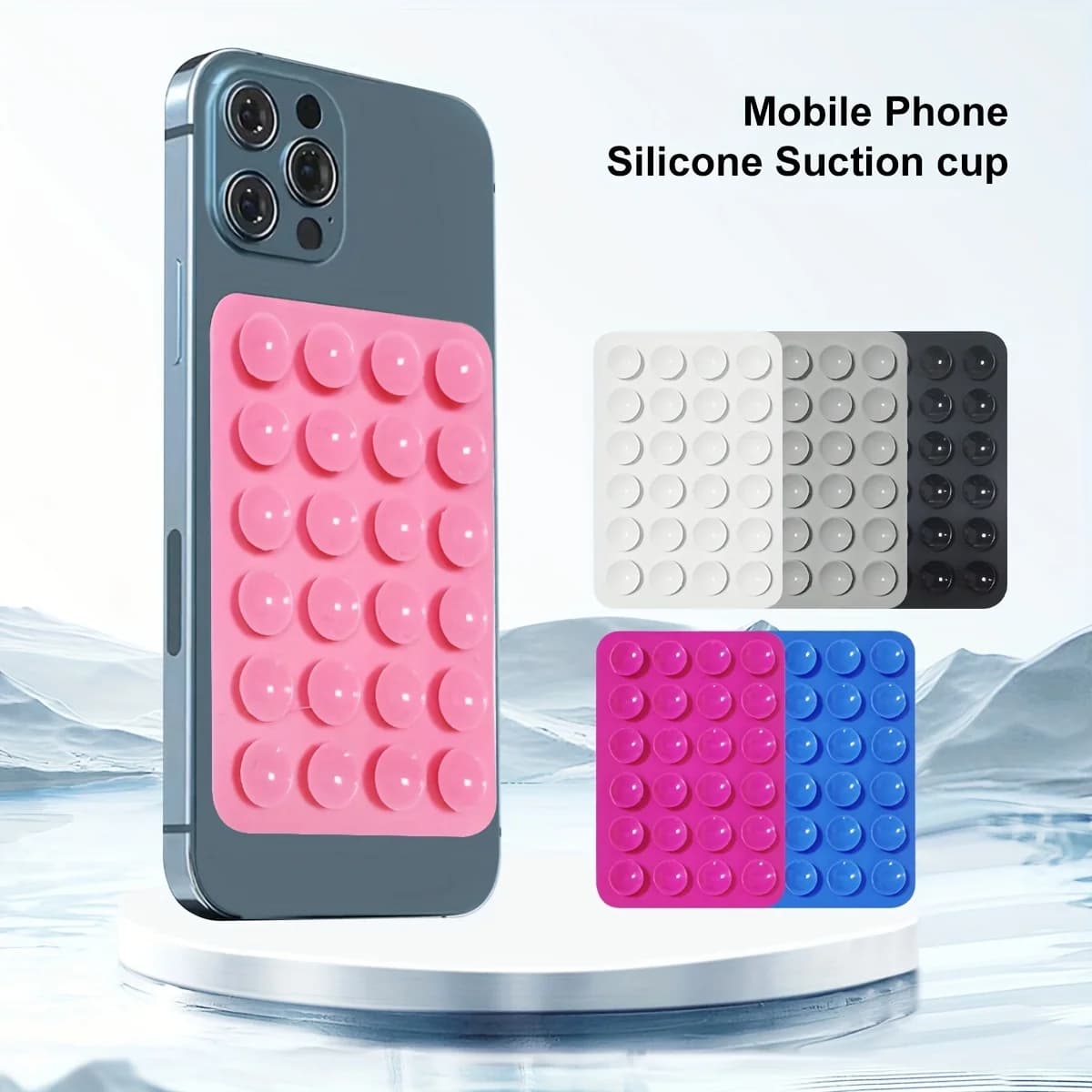 [Silicone Suction Cup Mobile Mount] 1PCS Silicone Suction Cup Phone Holder, Waterproof Adhesive Mobile Mount, Multi-Functional Portable Stick-On Universal Smartphone Support for Kitchen, Bathroom, Mirror, and Yoga Room