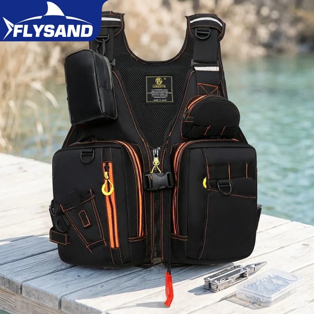 Giubbotto di Salvataggio Multifunzionale per Pesca all'Aperto, Gilet Galleggiante di Sicurezza con Tasche Multiple