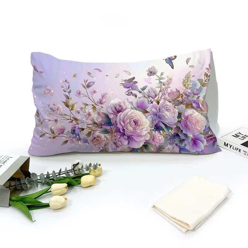 Federa floreale viola con farfalle: aggiungi un tocco di eleganza al tuo letto, camera da letto, soggiorno, divano, fodera per cuscino